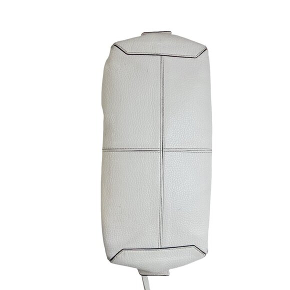 SOLD y2k Vintage Kate Spade White Pebbled Leather Baguette Bag Mini Duffle - Picture 7 of 14